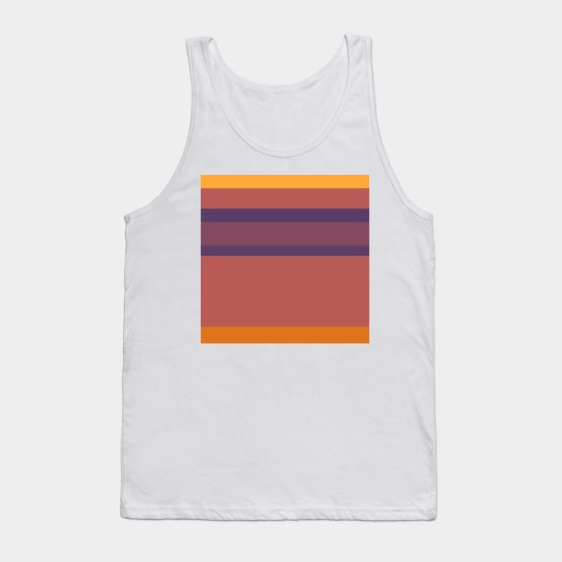 A tremendous assortment of Grape, Dark Mauve, Dark Salmon, Brownish Orange and Yellow Orange stripes. Tank Top by Sociable Stripes